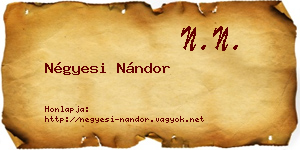 Négyesi Nándor névjegykártya